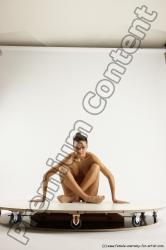 Nude Woman White Sitting poses - ALL Slim long brown Sitting poses - simple Multi angle poses Pinup