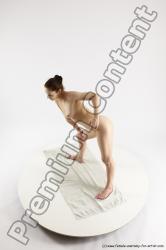 Nude Gymnastic poses Woman White Slim long brown Multi angle poses Pinup