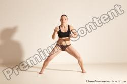 Underwear Martial art Woman White Moving poses Average long colored Dynamic poses Academic