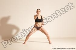 Underwear Martial art Woman White Moving poses Average long colored Dynamic poses Academic