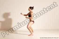 Underwear Martial art Woman White Moving poses Average long colored Dynamic poses Academic