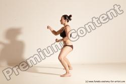 Underwear Martial art Woman White Moving poses Average long colored Dynamic poses Academic