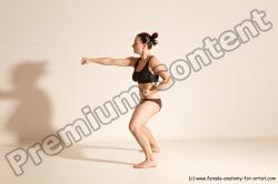 Underwear Martial art Woman White Moving poses Average long colored Dynamic poses Academic