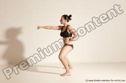 Underwear Martial art Woman White Moving poses Average long colored Dynamic poses Academic