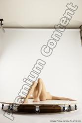 Nude Woman White Laying poses - ALL Athletic Laying poses - on back long blond Multi angle poses Pinup