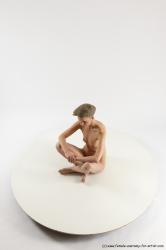 Nude Woman White Sitting poses - ALL Slim bald Sitting poses - simple Multi angle poses Pinup