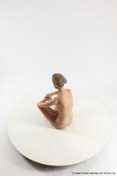 Nude Woman White Sitting poses - ALL Slim bald Sitting poses - simple Multi angle poses Pinup