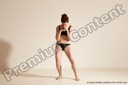 Underwear Martial art Woman White Moving poses Average long brown Dynamic poses Academic