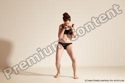 Underwear Martial art Woman White Moving poses Average long brown Dynamic poses Academic