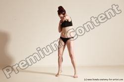 Underwear Martial art Woman White Moving poses Average long brown Dynamic poses Academic