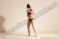 Underwear Martial art Woman White Moving poses Average long brown Dynamic poses Academic