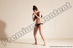 Underwear Martial art Woman White Moving poses Average long brown Dynamic poses Academic