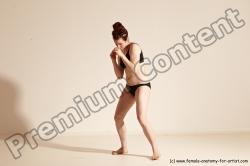 Underwear Martial art Woman White Moving poses Average long brown Dynamic poses Academic