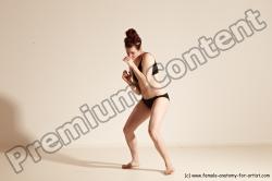 Underwear Martial art Woman White Moving poses Average long brown Dynamic poses Academic