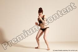 Underwear Martial art Woman White Moving poses Average long brown Dynamic poses Academic