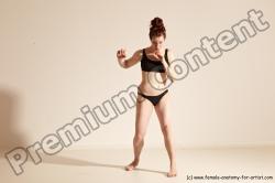 Underwear Martial art Woman White Moving poses Average long brown Dynamic poses Academic