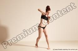 Underwear Martial art Woman White Moving poses Average long brown Dynamic poses Academic