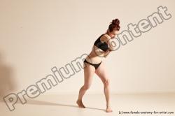 Underwear Martial art Woman White Moving poses Average long brown Dynamic poses Academic