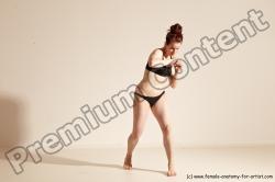 Underwear Martial art Woman White Moving poses Average long brown Dynamic poses Academic