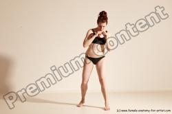 Underwear Martial art Woman White Moving poses Average long brown Dynamic poses Academic