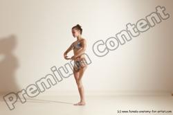 Swimsuit Gymnastic poses Woman White Moving poses Slim long brown Dynamic poses Academic