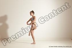 Swimsuit Gymnastic poses Woman White Moving poses Slim long brown Dynamic poses Academic