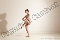 Swimsuit Gymnastic poses Woman White Moving poses Slim long brown Dynamic poses Academic