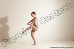 Swimsuit Gymnastic poses Woman White Moving poses Slim long brown Dynamic poses Academic