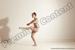 Swimsuit Gymnastic poses Woman White Moving poses Slim long brown Dynamic poses Academic