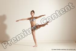 Swimsuit Gymnastic poses Woman White Moving poses Slim long brown Dynamic poses Academic