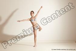 Swimsuit Gymnastic poses Woman White Moving poses Slim long brown Dynamic poses Academic