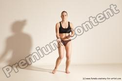 Underwear Martial art Woman White Moving poses Average long colored Dynamic poses Academic