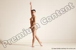 Nude Gymnastic poses Woman White Slim long brown Dancing Dynamic poses Pinup