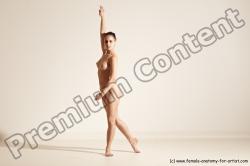 Nude Gymnastic poses Woman White Slim long brown Dancing Dynamic poses Pinup