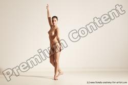 Nude Gymnastic poses Woman White Slim long brown Dancing Dynamic poses Pinup