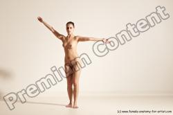 Nude Gymnastic poses Woman White Slim long brown Dancing Dynamic poses Pinup