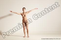 Nude Gymnastic poses Woman White Slim long brown Dancing Dynamic poses Pinup