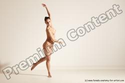 Nude Gymnastic poses Woman White Slim long brown Dancing Dynamic poses Pinup