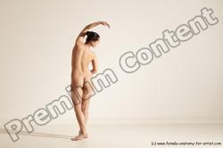 Nude Gymnastic poses Woman White Slim long brown Dancing Dynamic poses Pinup