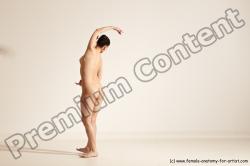 Nude Gymnastic poses Woman White Slim long brown Dancing Dynamic poses Pinup