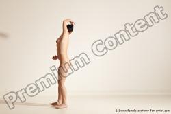 Nude Gymnastic poses Woman White Slim long brown Dancing Dynamic poses Pinup