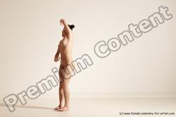 Nude Gymnastic poses Woman White Slim long brown Dancing Dynamic poses Pinup