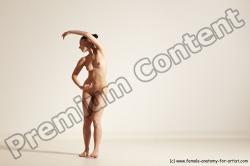 Nude Gymnastic poses Woman White Slim long brown Dancing Dynamic poses Pinup