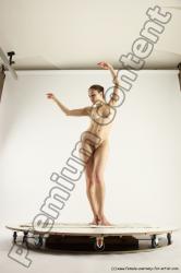 Nude Woman White Standing poses - ALL Slim long brown Standing poses - simple Multi angle poses Pinup