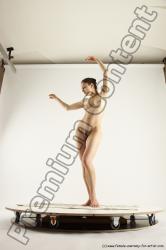 Nude Woman White Standing poses - ALL Slim long brown Standing poses - simple Multi angle poses Pinup