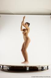 Nude Woman White Standing poses - ALL Slim long brown Standing poses - simple Multi angle poses Pinup