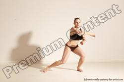 Underwear Martial art Woman White Moving poses Average long colored Dynamic poses Academic