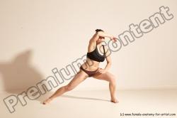 Underwear Martial art Woman White Moving poses Average long colored Dynamic poses Academic