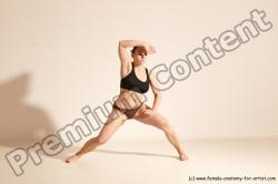 Underwear Martial art Woman White Moving poses Average long colored Dynamic poses Academic