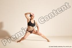 Underwear Martial art Woman White Moving poses Average long colored Dynamic poses Academic